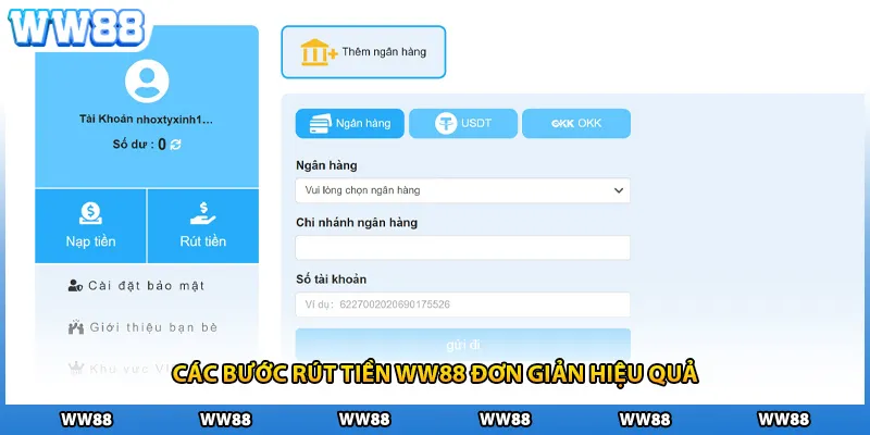 Các bước rút tiền WW88 đơn giản hiệu quả